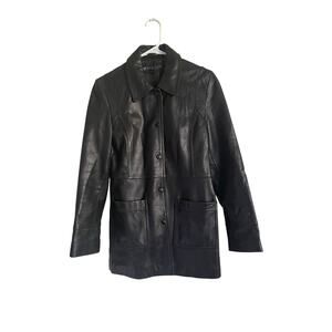 Kenneth Cole Reaction Womens/Teen Black Soft Leather Jacket Size Small classic
